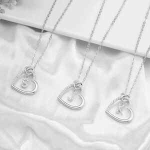 Silver initial heart necklace Letter A - Z